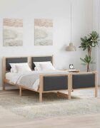 vidaXL Рамка за легло с таблото Тъмен сив 140 x 200 cm текстил