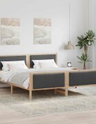 vidaXL Рамка за легло с таблото Тъмен сив 200 x 200 cm текстил