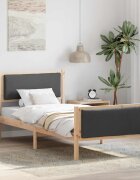 vidaXL Рамка за легло с таблото Тъмен сив 90 x 200 cm текстил
