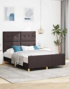 vidaXL Рамка за легло с таблото Тъмнокафяв 140 x 190 cm текстил