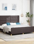 vidaXL Рамка за легло с таблото Тъмнокафяв 180 x 200 cm текстил
