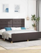 vidaXL Рамка за легло с таблото Тъмнокафяв 200 x 200 cm текстил