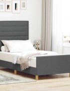 vidaXL Рамка за легло с таблото Тъмносив 100 x 200 cm текстил