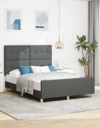 vidaXL Рамка за легло с таблото Тъмносив 140 x 190 cm текстил