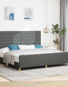 vidaXL Рамка за легло с таблото Тъмносив 200 x 200 cm текстил