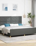 vidaXL Рамка за легло с таблото Тъмносив 200 x 200 cm текстил