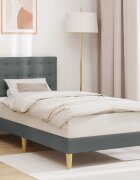 vidaXL Рамка за легло с таблото Тъмносиво 90 x 190 cm Текстил