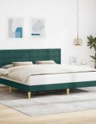 vidaXL Рамка за легло с таблото Тъмнозелено 180 x 200 cm Текстил