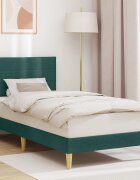 vidaXL Рамка за легло с таблото Тъмнозелено 90 x 190 cm Текстил