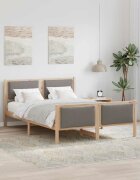 vidaXL Рамка за легло с таблото Таупе 135 x 190 cm текстил