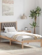 vidaXL Рамка за легло с таблото Таупе 75 x 190 cm Солидно борово дърво