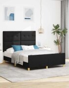 vidaXL Рамка за легло с възглавница Черно 160 x 200 cm текстил
