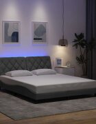 vidaXL Рамка за легло със светодиод без матрак 160x200 см плат