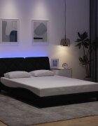 vidaXL Рамка за легло със светодиод без матрак черна 140x200 см плат