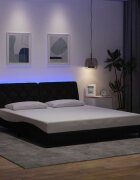 vidaXL Рамка за легло със светодиод без матрак черна 180x200см плат
