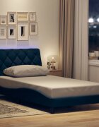 vidaXL Рамка за легло със светодиод без матрак Синя 100x200 cm Плат