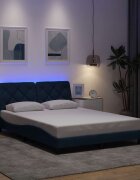 vidaXL Рамка за легло със светодиод без матрак синя 140x200 см плат