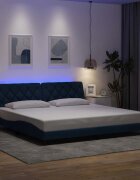 vidaXL Рамка за легло със светодиод без матрак синя 200x200 см плат