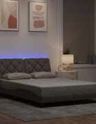 vidaXL Рамка за легло със светодиод без матрак таупе 140x200 см плат