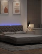 vidaXL Рамка за легло със светодиод без матрак таупе 160x200 см плат
