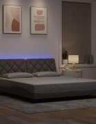 vidaXL Рамка за легло със светодиод без матрак таупе 180x200 см плат