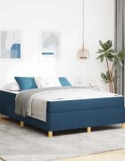 vidaXL Рамка за легло Синьо 160 x 200 cm текстил