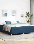 vidaXL Рамка за легло Синьо 180 x 200 cm текстил