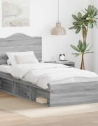 vidaXL Рамка за легло Сив Сонома 100 x 200 cm Солидно борово дърво