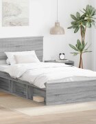 vidaXL Рамка за легло Сив Сонома 100 x 200 cm Солидно борово дърво