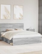 vidaXL Рамка за легло Сив Сонома 160 x 200 cm Солидно борово дърво