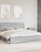 vidaXL Рамка за легло Сив Сонома 180 x 200 cm Солидно борово дърво