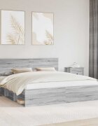 vidaXL Рамка за легло Сив Сонома 180 x 200 cm Солидно борово дърво