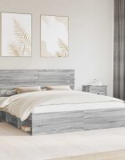 vidaXL Рамка за легло Сив Сонома 180 x 200 cm Солидно борово дърво