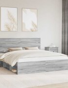 vidaXL Рамка за легло Сив Сонома 180 x 200 cm Солидно борово дърво