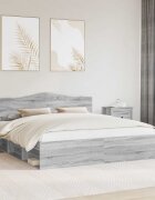 vidaXL Рамка за легло Сив Сонома 180 x 200 cm Солидно борово дърво
