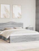 vidaXL Рамка за легло Сив Сонома 180 x 200 cm Солидно борово дърво