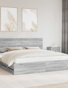 vidaXL Рамка за легло Сив Сонома 200 x 200 cm Инженерна дървесина