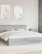 vidaXL Рамка за легло Сив Сонома 200 x 200 cm Инженерна дървесина