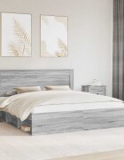 vidaXL Рамка за легло Сив Сонома 200 x 200 cm Солидно борово дърво