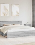 vidaXL Рамка за легло Сив Сонома 200 x 200 cm Солидно борово дърво