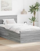 vidaXL Рамка за легло Сив Сонома 75 x 190 cm Инженерна дървесина