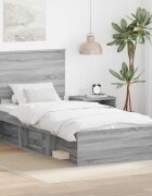 vidaXL Рамка за легло Сив Сонома 90 x 200 cm Солидно борово дърво