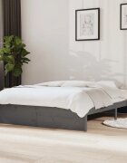 vidaXL Рамка за легло сива дърво масив 135x190 cм Double