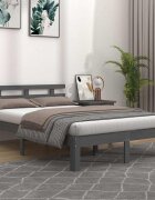 vidaXL Рамка за легло сива дърво масив 150x200 cм King Size
