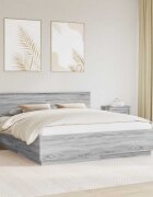 vidaXL Рамка за легло Сива сонома 200 x 200 cm Инженерна дървесина