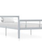 vidaXL Рамка за легло сиво и бяло метал 100x200 cм