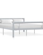 vidaXL Рамка за легло сиво и бяло метал 120x200 cм