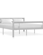 vidaXL Рамка за легло сиво и бяло метал 140x200 cм