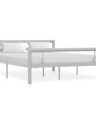 vidaXL Рамка за легло сиво и бяло метал 160x200 cм