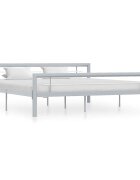 vidaXL Рамка за легло сиво и бяло метал 180x200 cм